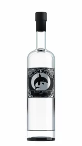 a clear bottle of alcohol
