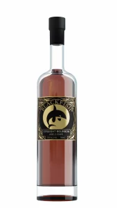 a bottle of liquor with a gold label